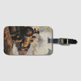 Vintage-ångmaskinståget bagageetikett bagagebricka