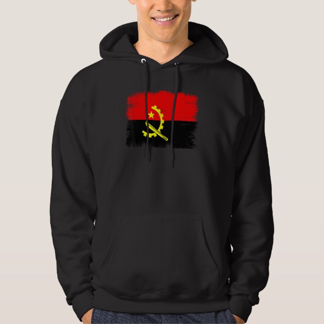 Vintage Angola Flag Angolan Independence Day Hoodie (Framsida)