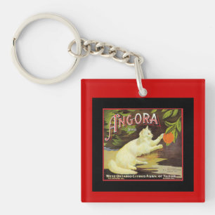 Vintage Angora White Cat Citrus Fruit Label
