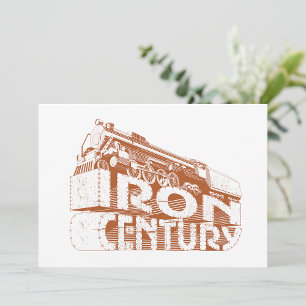 Vintage ångtåg typografi Järn århundrade Inbjudningar