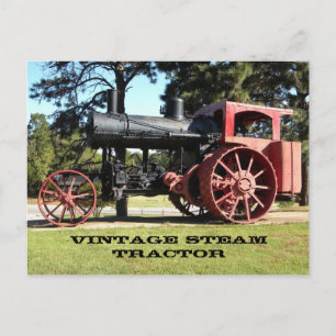 Vintage ångtraktor - i Färg. Vykort