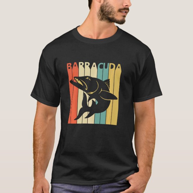Vintage Animal Barracuda Print T Shirt (Framsida)