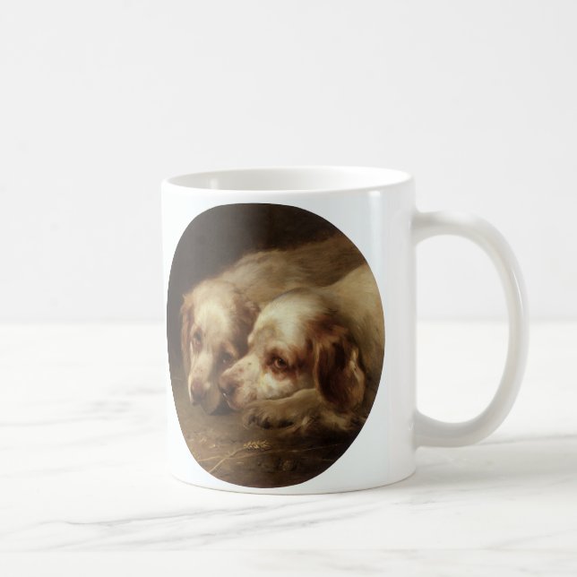 Vintage Animals, Cute Pet Spain Puppy Hundar Kaffemugg (Höger)