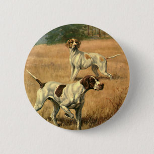 Vintage Animals, Engelska peinter Hunting Hundar Knapp