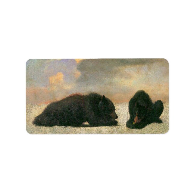 Vintage Animals, Grizzly Bears av Albert Bierstadt Adressetikett (Framsidan)