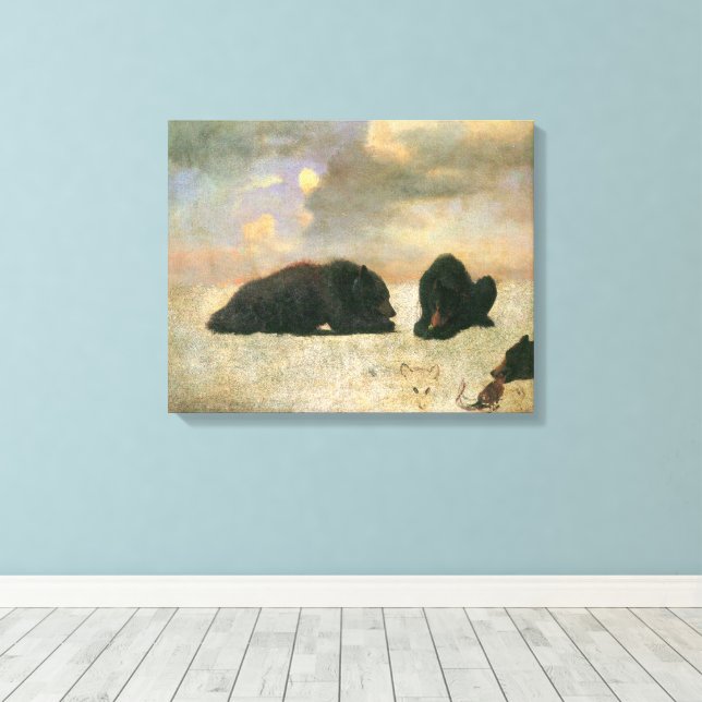 Vintage Animals, Grizzly Bears av Albert Bierstadt Canvastryck (Insitu (trägolv))