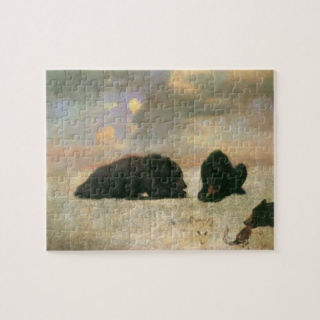 Vintage Animals, Grizzly Bears av Albert Bierstadt Pussel (Horisontell)