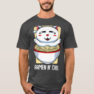 Vintage Anime Cat Ramen Japansk Noodles Kawaii as T Shirt