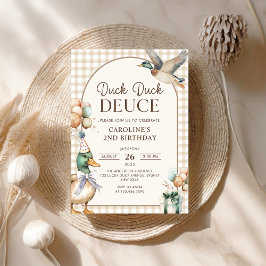 Vintage Anka Anka Deuce Balloon 2:a födelsedagen Inbjudningar