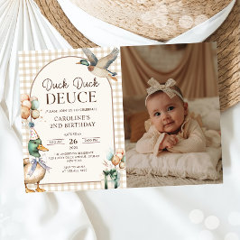 Vintage Anka Anka Deuce Balloon 2:a födelsedagsfot Inbjudningar