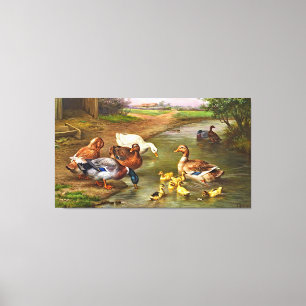 Vintage Anka Ducklings Boskap Kanvastryck
