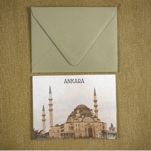 Vintage Ankara Turkey Kocatepe Mosque View Vykort