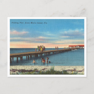 Vintage Anna Maria Island Florida Fishing Pier Vykort