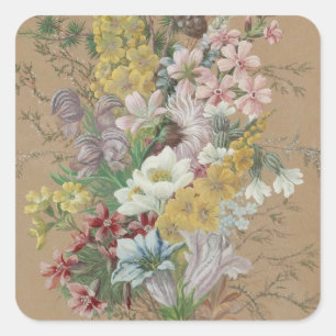 Vintage Anna Stainer-Knittel Alpine Flowers Fyrkantigt Klistermärke