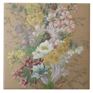 Vintage Anna Stainer-Knittel Alpine Flowers Kakelplatta