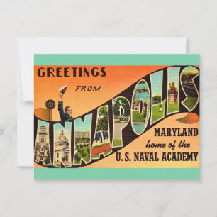 Vintage Annapolis MD Hälsning Vykort