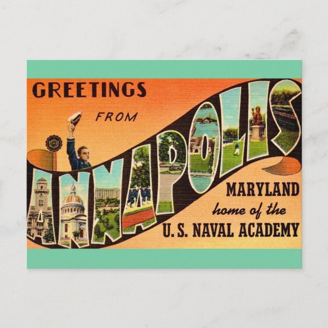 Vintage Annapolis MD Hälsning Vykort (Framsida)