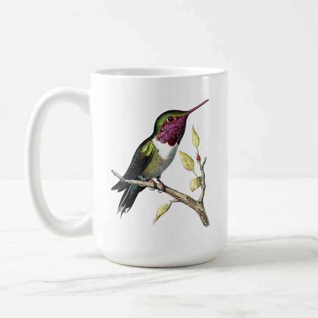 Vintage Anna's Hummingbird Illustration Kaffemugg (Vänster)