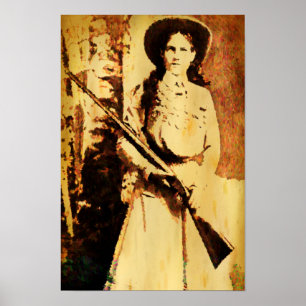 Vintage Annie Oakley Oil Grunge Kanvastryck Poster