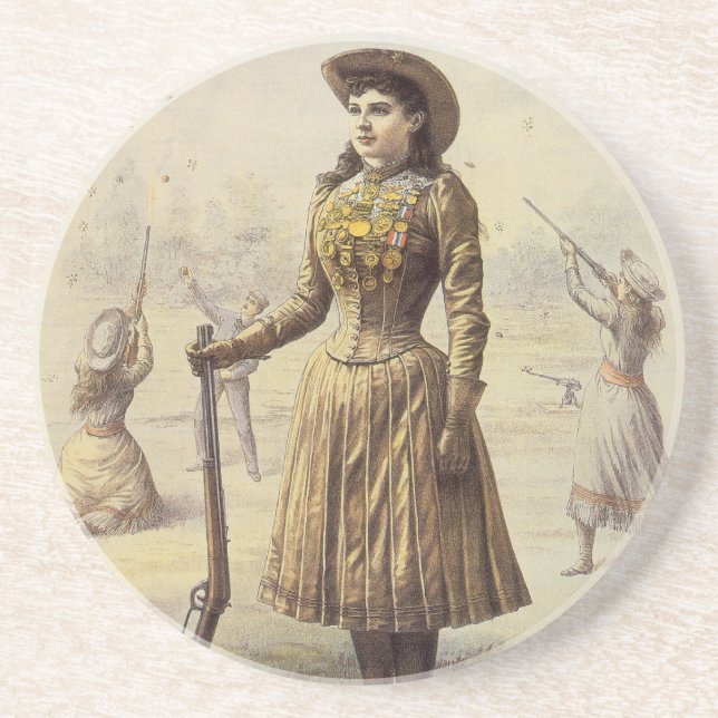Vintage Annie Oakley, Western Cowgirl Underlägg Sandsten (Framsidan)