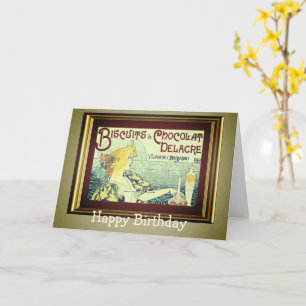 Vintage annons Biscuits Chocolat Delacre Birthday Kort