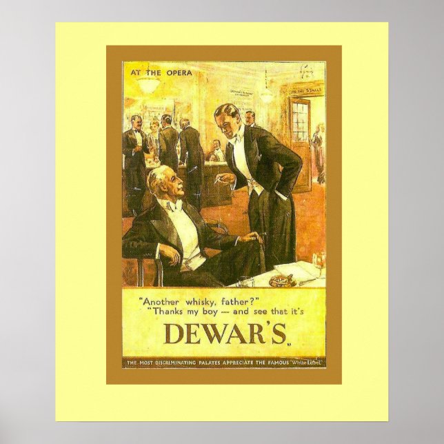 Vintage annons, Dewar's Scotch Whisky Poster (Framsidan)