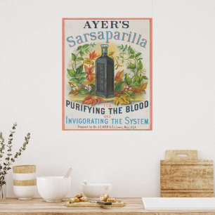 Vintage annons för Ayers Sarsaparilla. Poster