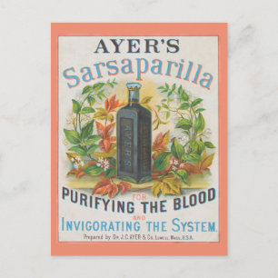 Vintage annons för Ayer's Sarsaparilla. Vykort