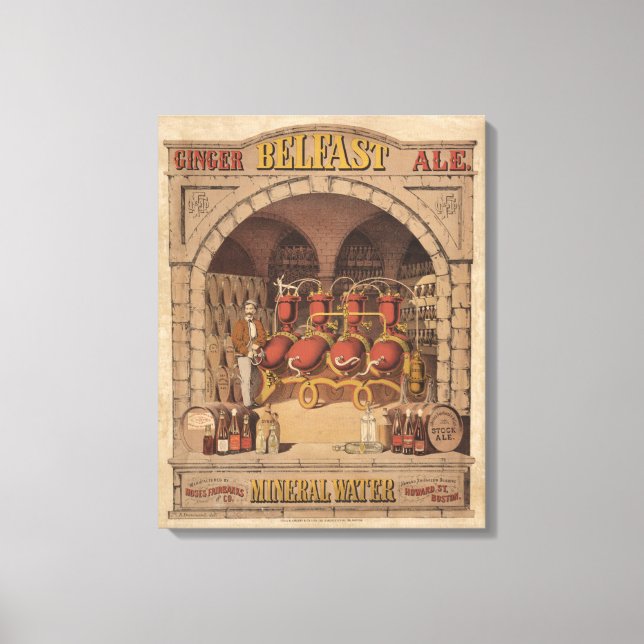 Vintage annons för Belfast Ginger Ale. Canvastryck (Framsida)