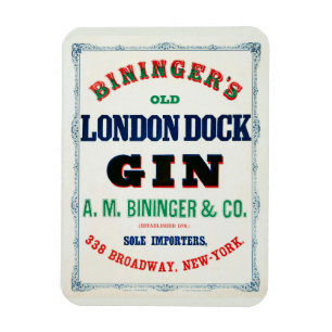 Vintage annons för Biningers gamla London Dock Gin Magnet