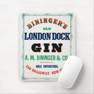 Vintage annons för Biningers gamla London Dock Gin Musmatta