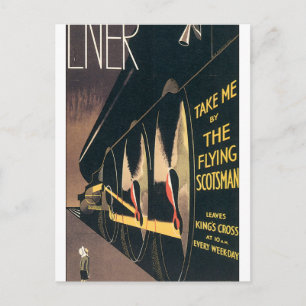 Vintage annons för den flygande skottmannen tåg vykort