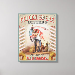 Vintage annons för gyllene Sheaf Bitters Canvastryck