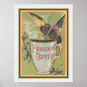 Vintage annons för Panama-kaffe 12 x 16 Poster