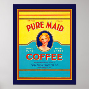 Vintage annons, Poster för ren foderkaffe