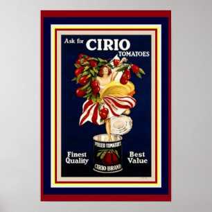 Vintage annonsaffisch för Cirio tomater 13 x 19 Poster