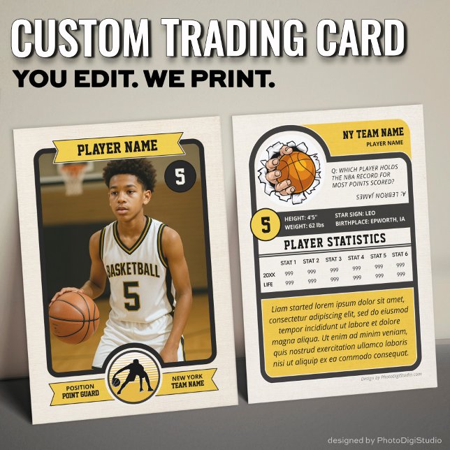 Vintage anpassad basketshandelsaffisch, guld sport (Vintage Custom Basketball Trading Card, Gold Player Card)