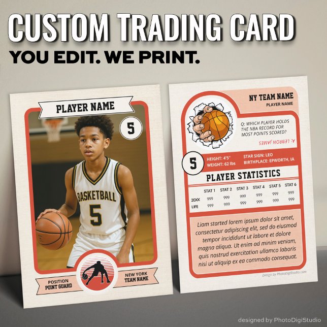 Vintage anpassad basketshandelsaffisch, röd spelar (Vintage Custom Basketball Trading Card, Red Player Card)