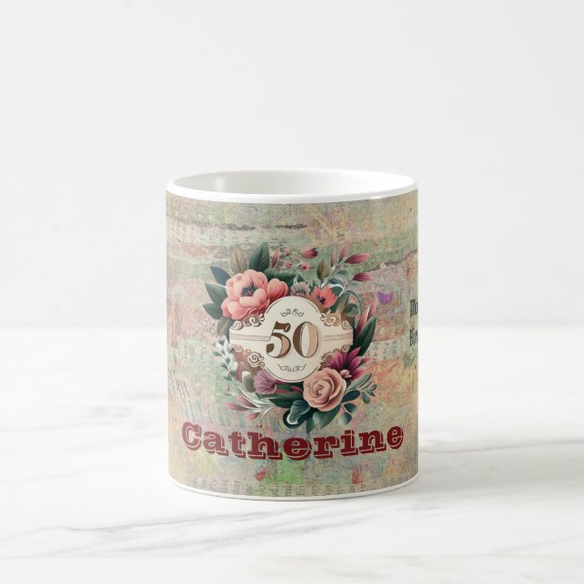 VINTAGE ANPASSAD BLOMMIGT DESIGN KAFFEMUGG (Center)