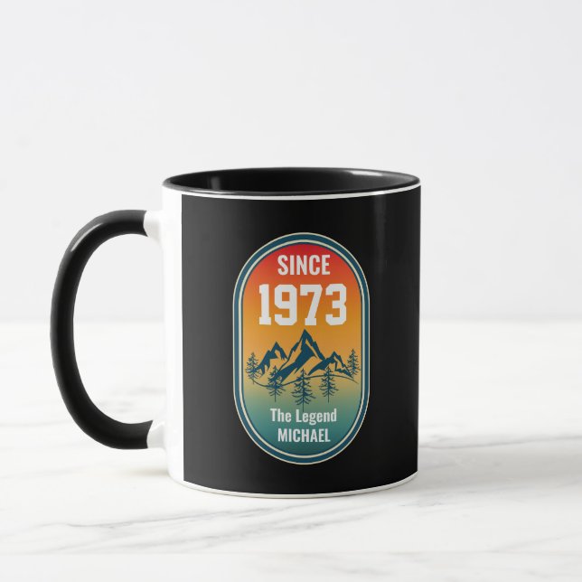Vintage Anpassad Födelsedag Legenden Mountain Stil Mugg (Vänster)