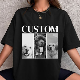 Vintage anpassad hund katt foto personlig 90-tal t shirt