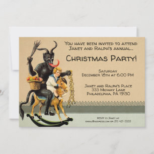Vintage Anpassade Krampus-partiinbjudan Inbjudningar