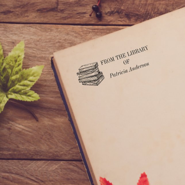 Vintage Anpassningsbar Bibliotek Bokar Självfärgande Stämpel (Skapare uppladdad)
