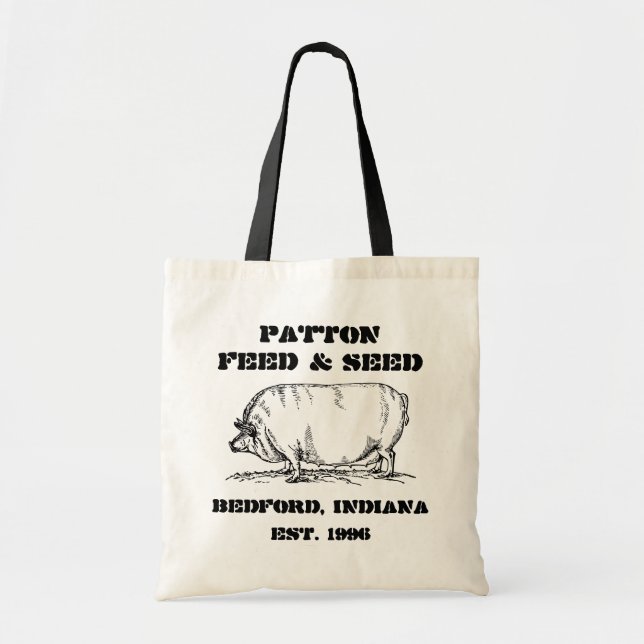 Vintage Anpassningsbar Burlap Mata och säljreklam Tygkasse (Framsidan)