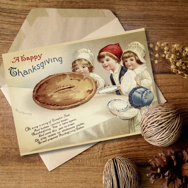 Vintage Anpassningsbar Happy thanksgiving Helgkort (Vintage Custom Happy Thanksgiving Holiday Card. Add your name & a special message.)