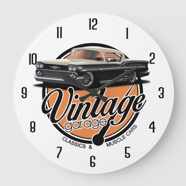 Vintage Anpassningsbar Impala Garage Stor Klocka (Framsida)