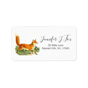 Vintage Anpassningsbar Red Fox Cute Forest Animal Adressetikett