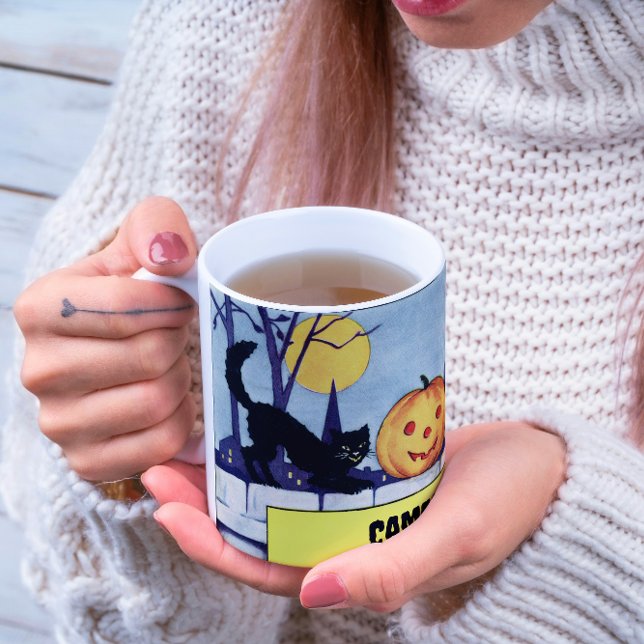 Vintage Anpassningsbara katter Pumpkin Halloween Mugg (Skapare uppladdad)