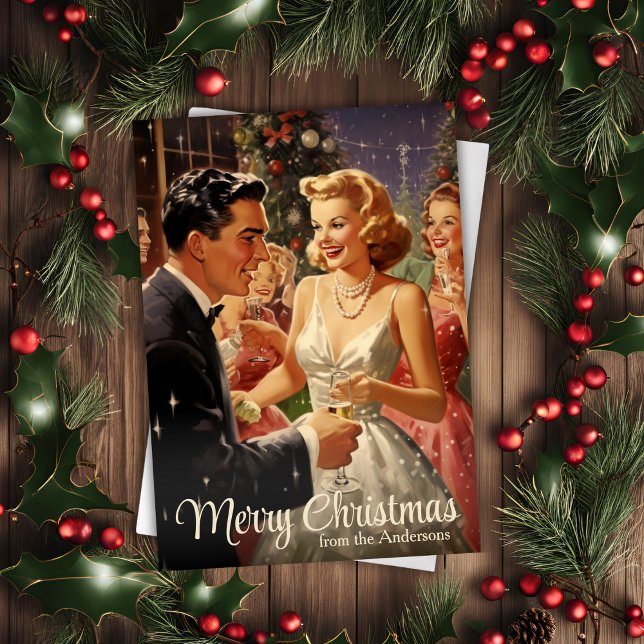 Vintage-Anpassningsbarna i Party Helgkort (1950s Vintage Christmas Party Custom Holiday Card)