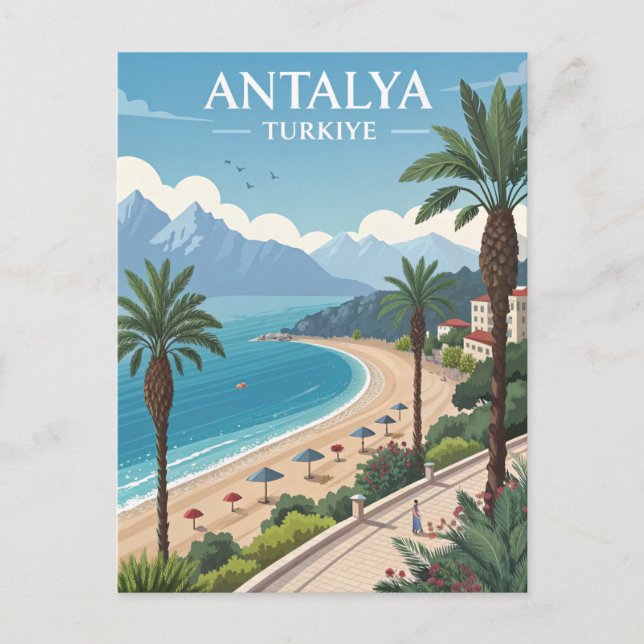 Vintage Antalya Resa Vykort (Framsida)